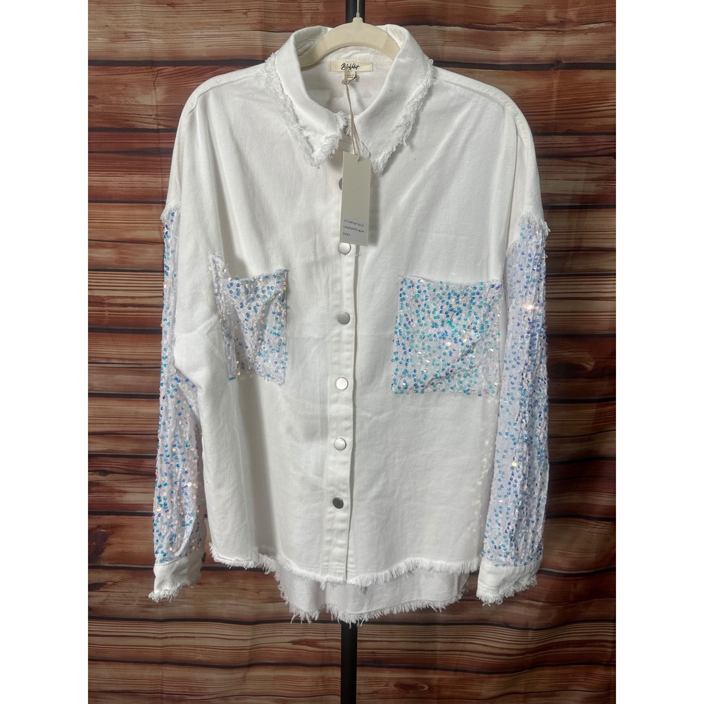 Blue Velvet White Glow Shacket Sz L